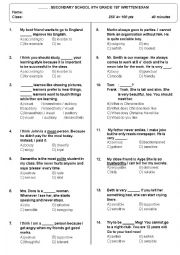 English Worksheet: EXAM