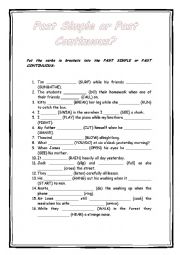 English Worksheet: Past Simple or Past Continuos