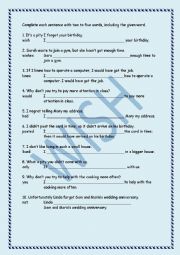 English Worksheet: Key Word Transformation with Wish Clauses 