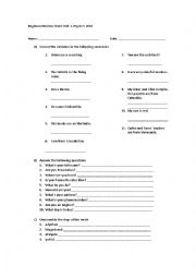 Review sheet Beginners 