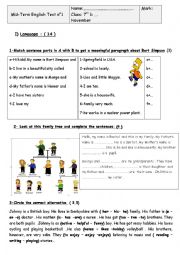 English Worksheet: mid-term test n1 