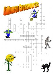 English Worksheet: Halloween Crosswords with Definitions and Keys