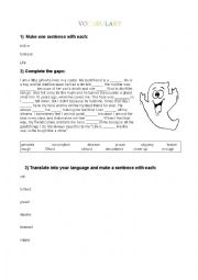 English Worksheet: VOCABULARY