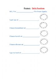 English Worksheet: Project  Daily Routines