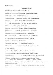 English Worksheet: diagnostic test