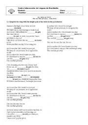 English Worksheet: song activity