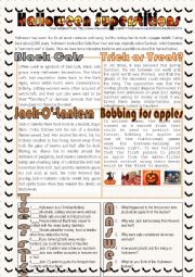 English Worksheet: Halloween Superstitions