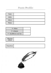 English Worksheet: Poem Profile