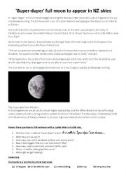 English Worksheet: Supermoon