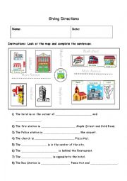 English Worksheet: Directions Preps