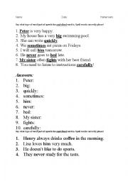 English Worksheet: Parts of speech test