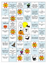 English Worksheet: Halloween Board Game