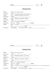 English Worksheet: Ordering Food