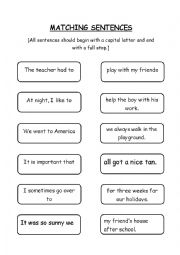 English Worksheet: Matching Sentences