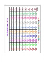 English Worksheet: the numbers from 1 to 100