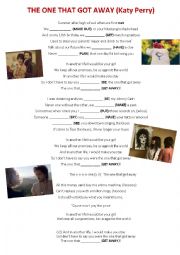 English Worksheet: The One That Got Away (Katy Perry)