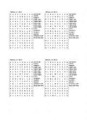 English Worksheet: Safety at Work Wordsearch