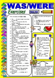 English Worksheet: WAS / WERE