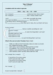 English Worksheet: Gerund x Song 