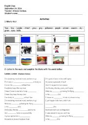 English Worksheet: Music London London