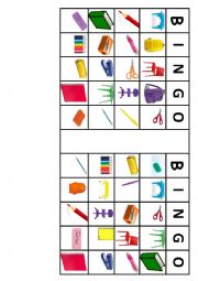 English Worksheet: Bingo School Objects