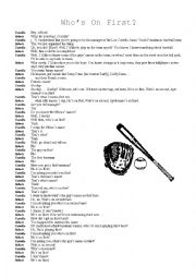 English Worksheet: Abbott & Costello - Whos on First (text)