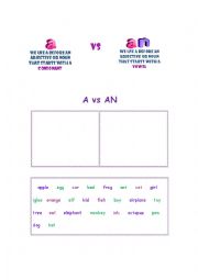 English Worksheet: a vs an