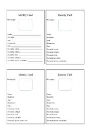 English Worksheet: ID Cards