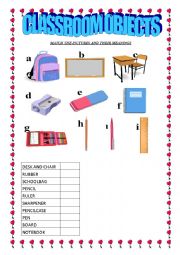 CLASSROOM OBJECTS-MATCHING