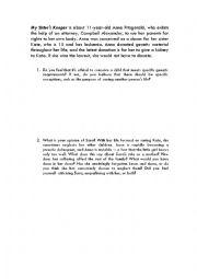 English Worksheet: My sister´s keeper