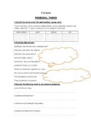 English Worksheet:  7th form remedial tasks