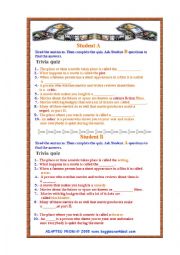 English Worksheet: Trivia Quiz