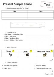 English Worksheet: Present Simple - Test
