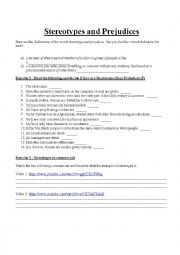 English Worksheet: Stereotypes and Prejudices