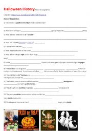 English Worksheet: Halloween History video activity