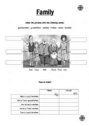 English Worksheet: family