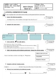 English Worksheet: Mid-term test 1 3rd form