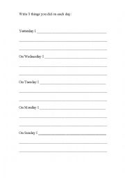 English Worksheet: What Did You Do Journal Form