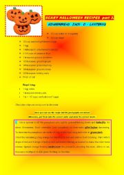 English Worksheet: Scary Halloween Recipes with key - part 3