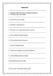 passive voice worksheet