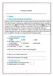 English Worksheet: training worksheet