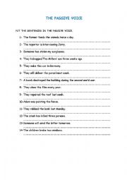 English Worksheet: THE PASSIVE VOICE