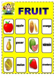 English Worksheet: FRUITS part 1