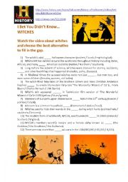 English Worksheet: Halloween-related video: I Bet You Didnt Know WITCHES