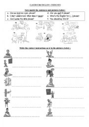 English Worksheet: Classroom English - Exercises