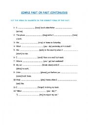 English Worksheet: SIMPLE PAST OR PAST CONTINUOUS