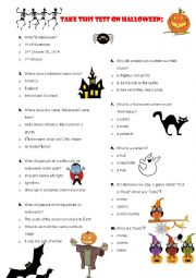 English Worksheet: Test on Halloween