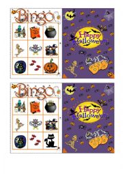 English Worksheet: Halloween Bingo 5/7