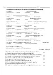 English Worksheet: COMPARATIVES OR SUPERLATIVES