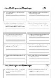 English Worksheet: Love Dating and Marriage Conversation